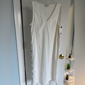 Off- white cotton linen maxi dress